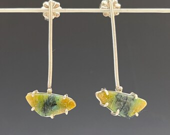 Opalized Wood Swing Earrings