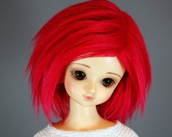 7/8 BJD Wig | Size 7-8 Red Fur Wig | 3" Long Fur | Ball Jointed Doll Wig | Red Faux Fur | Fake Fur Wig | MSD Wig | MNF Wig | Minifee Wig