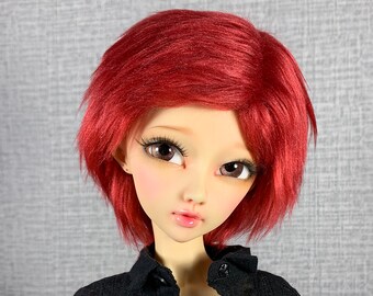 9/10 BJD Wig | Burgundy Wig | 2" Long Fur | Faux Fur Wig | Fake Fur Wig | Dark Red Wig | SD Wig | Ball Jointed Doll Wig | Delf Wig