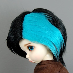 6/7 BJD Wig Black & Blue Fur Wig LTF Wig YoSD Fur Wig Ball Jointed Doll Wig Faux Fur Wig Fake Fur Wig 2 Long Fur Unoa Wig image 1