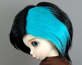 6/7 BJD Wig | Black & Blue Fur Wig | LTF Wig | YoSD Fur Wig | Ball Jointed Doll Wig | Faux Fur Wig | Fake Fur Wig | 2" Long Fur | Unoa Wig