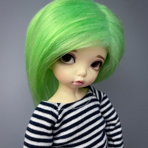 6/7 Lime Green Fur Wig 3 Long Fur Faux / Fake Fur LTF BJD Wig YoSD Wig Littlefee Wig Ball Jointed Doll Size 6-7 Wig image 1