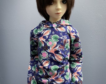 SD13 Boy Goldfish & Lilypad Hoodie with Hidden Monster Friends | SD13 Rainbow Long Sleeve Sweatshirt | BJD Clothes | 60cm Ball Jointed Doll