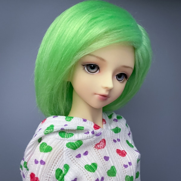 8/9 Lime Green BJD Wig | 3" Long Fur Wig | Ball Jointed Doll Wig | Faux Fur Wig | Fake Fur | SD Size Wig | Size 8-9 Wig