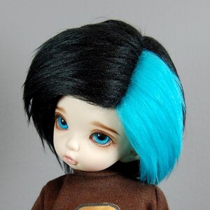 6/7 BJD Wig Black & Blue Fur Wig LTF Wig YoSD Fur Wig Ball Jointed Doll Wig Faux Fur Wig Fake Fur Wig 2 Long Fur Unoa Wig image 2