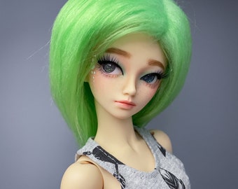 7/8 Lime Green Wig | BJD Wig | 3" Long Fur | Faux Fur Wig | Fake Fur Wig | MSD Wig | MNF Wig | Minifee Wig | Ball Jointed Doll Wig