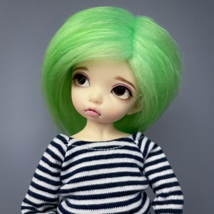 6/7 Lime Green Fur Wig 3 Long Fur Faux / Fake Fur LTF BJD Wig YoSD Wig Littlefee Wig Ball Jointed Doll Size 6-7 Wig image 2