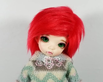 6/7 BJD Wig | Size 6-7 Red Fur Wig | 2" Long Fur | Ball Jointed Doll Wig | Red Faux Fur | Fake Fur Wig | LTF Wig | YoSD Wig | Littlefee Wig