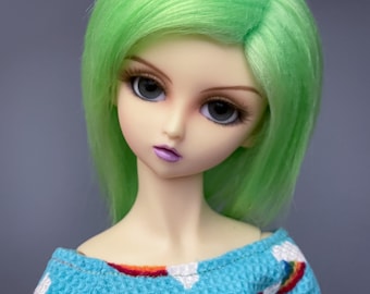 9/10 Lime Green BJD Wig | 3" Long Fur | Faux Fur Wig | Fake Fur Wig | Light Brown Wig | SD Wig | Ball Jointed Doll Wig | Delf Wig