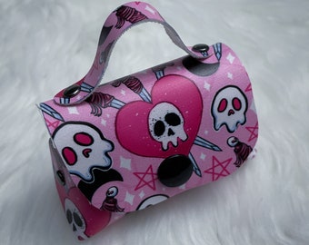 SD Pink Skulls Purse | SD13 Hearts & Skulls Handbag | 70cm Doll Bag | BJD Accessories | Super Dollfie