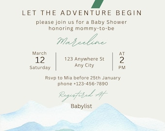 Oh BOY! Let The Adventure Begin - Baby Shower Invitation, Digital Download