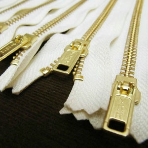 5inch Cream Metal Zipper Gold Teeth 6pcs image 1