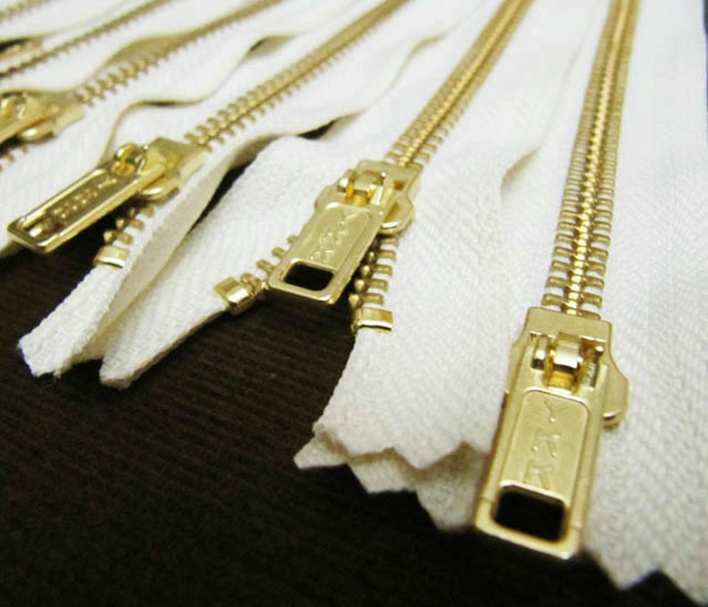 5inch Cream Metal Zipper Gold Teeth 6pcs image 1