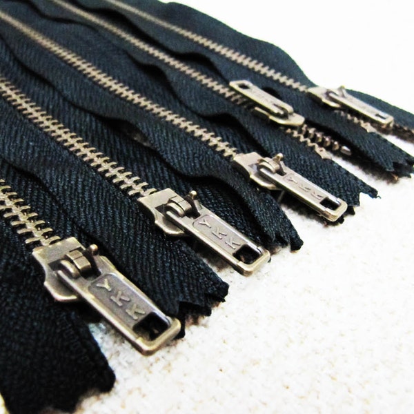 12 pulgadas - Cremallera de metal negro - Dientes de latón - 5pcs