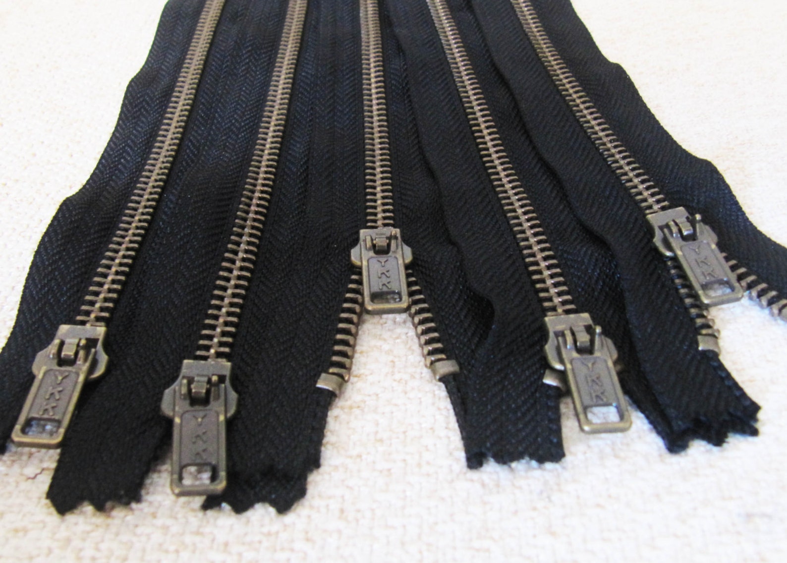 16inch Black Metal Zipper Brass Teeth 5pcs Etsy
