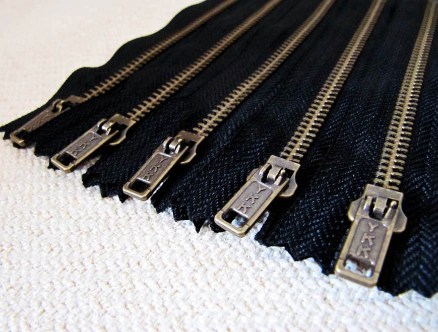 6inch - Black Metal Zipper - Brass Teeth - 5pcs - Etsy Canada