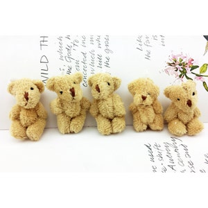 1pair Extra Fluffy Brown Teddy Bear Miniature Toy 4cm image 3