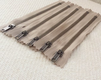 6inch - Latte Brown Metal Zipper - Brass Teeth - 5pcs