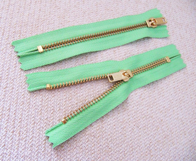 5inch Mint Green Metal Zipper Gold Teeth 6pcs image 3