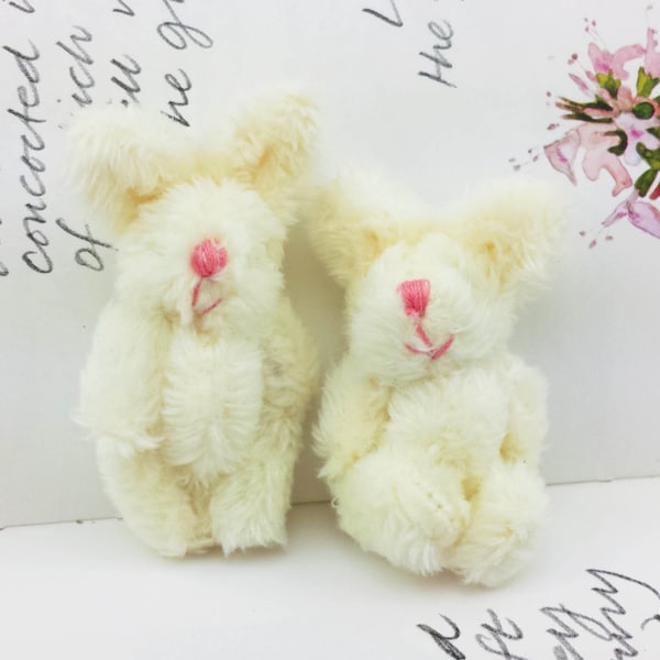 1pair Extra Fluffy Cream Rabbit Miniature Toy (5cm)