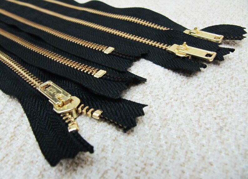 14inch Black Metal Zipper Gold Teeth 5pcs image 4