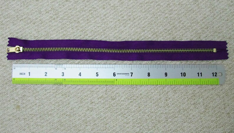 12inch Purple Metal Zipper Gold Teeth 5pcs image 5