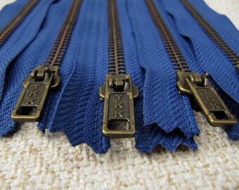 7inch - Midnight Blue Metal Zipper - Brass Teeth - 5pcs