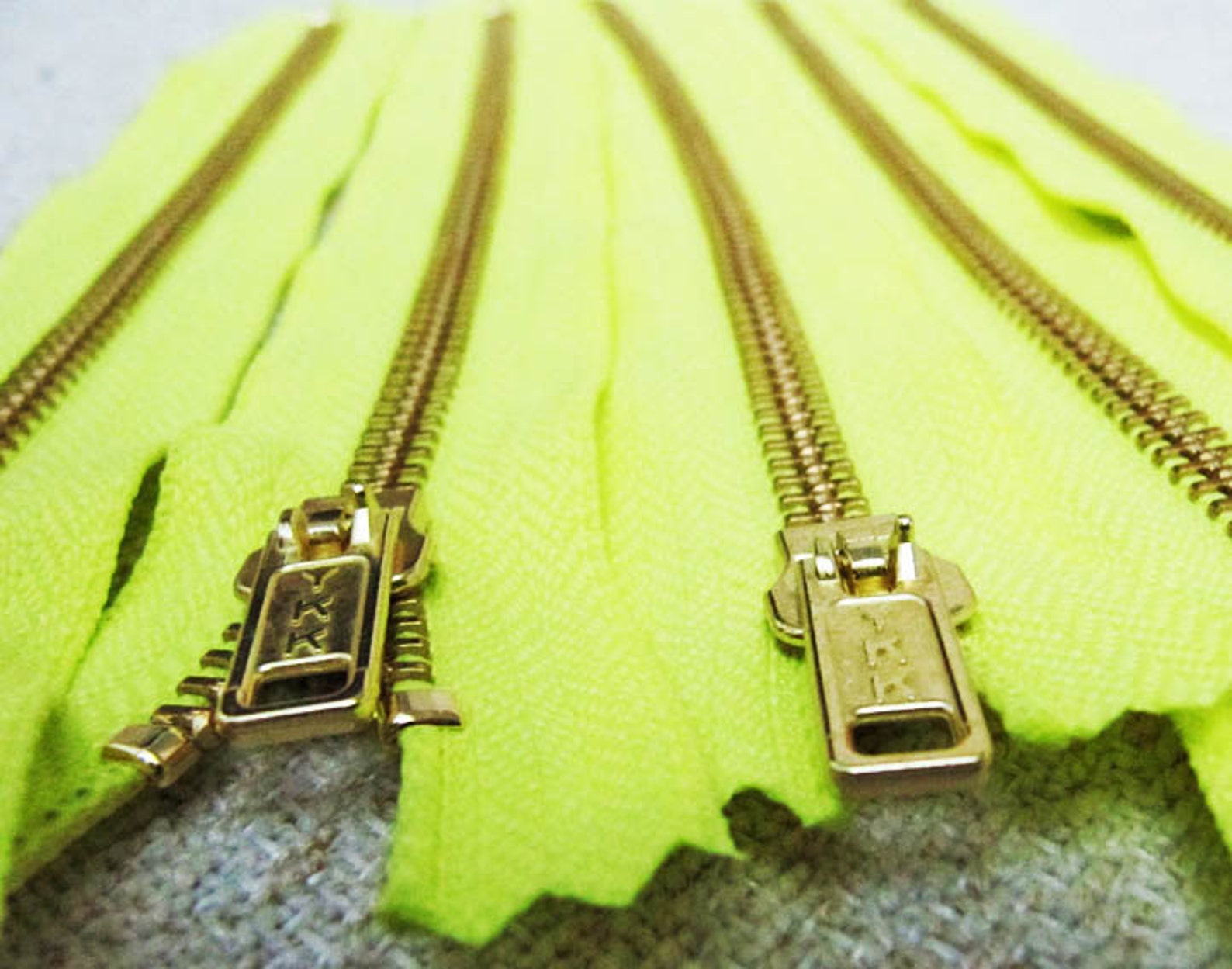 8inch Neon Yellow Metal Zipper Gold Teeth 5pcs Etsy