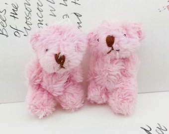 1pair Extra Fluffy Pink Teddy Bear Miniature Toy (4cm)