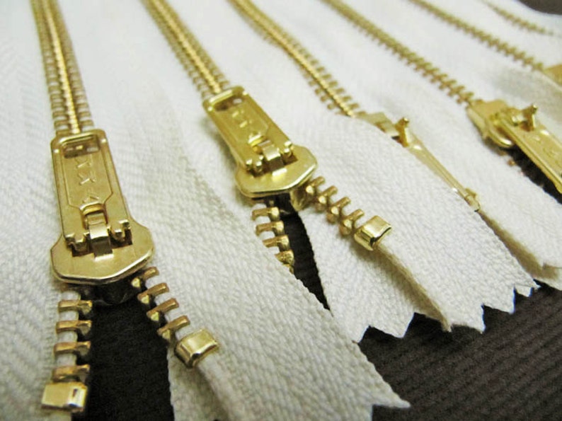 5inch Cream Metal Zipper Gold Teeth 6pcs image 3