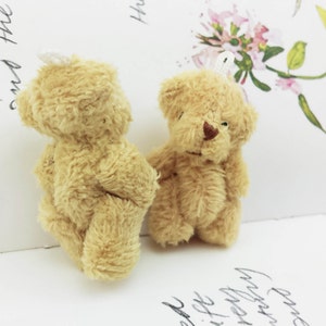 1pair Extra Fluffy Brown Teddy Bear Miniature Toy 4cm image 2