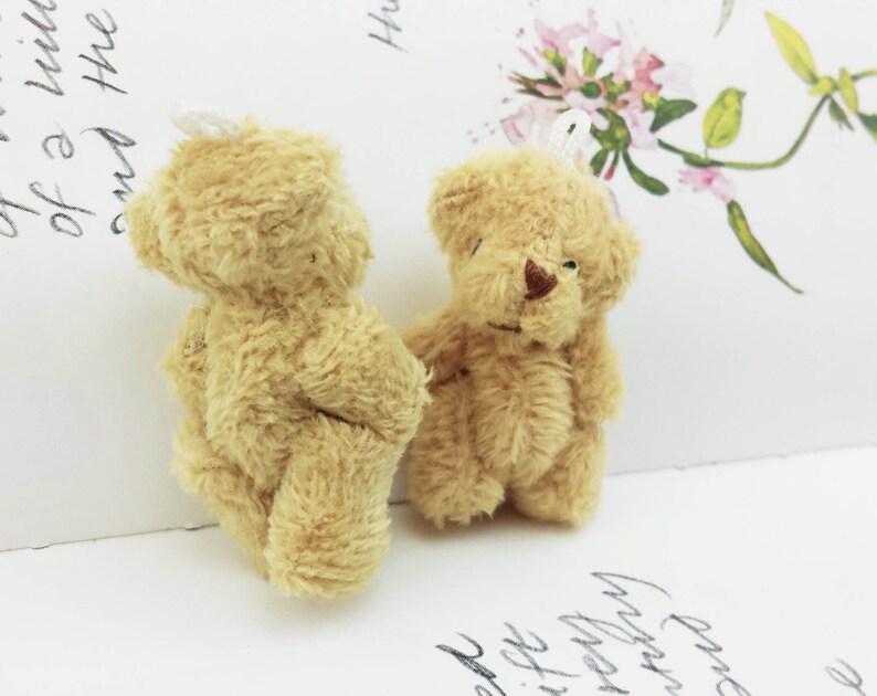 1pair Extra Fluffy Brown Teddy Bear Miniature Toy 4cm image 2