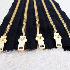 8inch - Zwart Metalen Rits - Gouden Tanden - 5pcs
