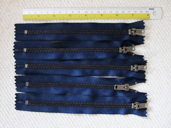 7inch - Navy Blue Metal Zipper - Brass Teeth - 5pcs - Etsy