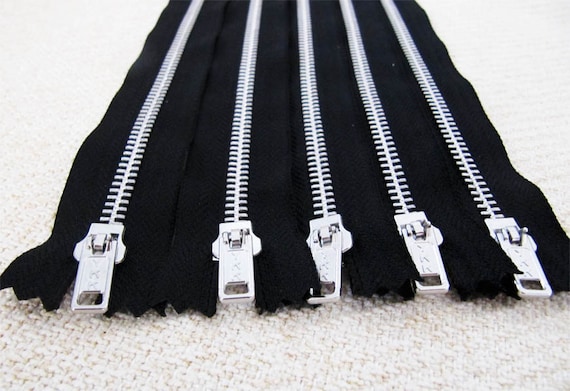 14inch - Black Metal Zipper - Silver Teeth - 5pcs