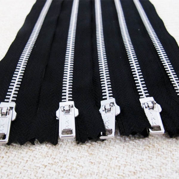 14inch - Black Metal Zipper - Silver Teeth - 5pcs