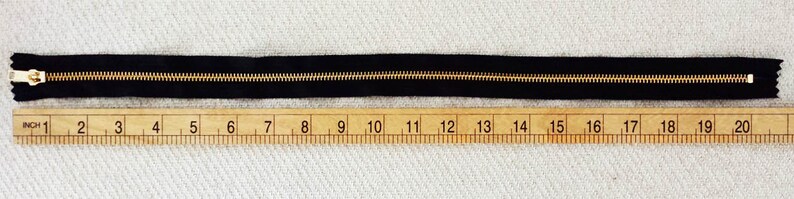 20 and 22 inch Black Metal Zipper Gold Teeth image 3