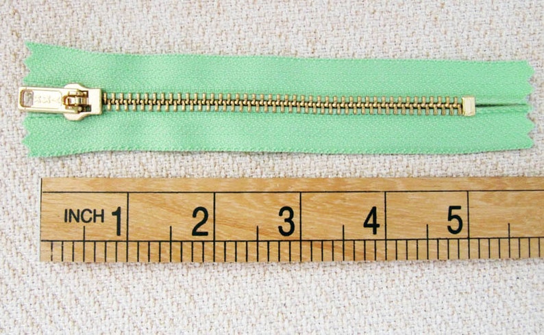 5inch Mint Green Metal Zipper Gold Teeth 6pcs image 4