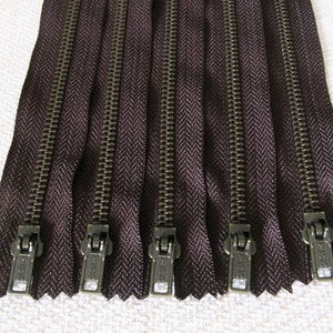 12inch Dark Chocolate Brown Metal Zipper Brass Teeth 5pcs image 2