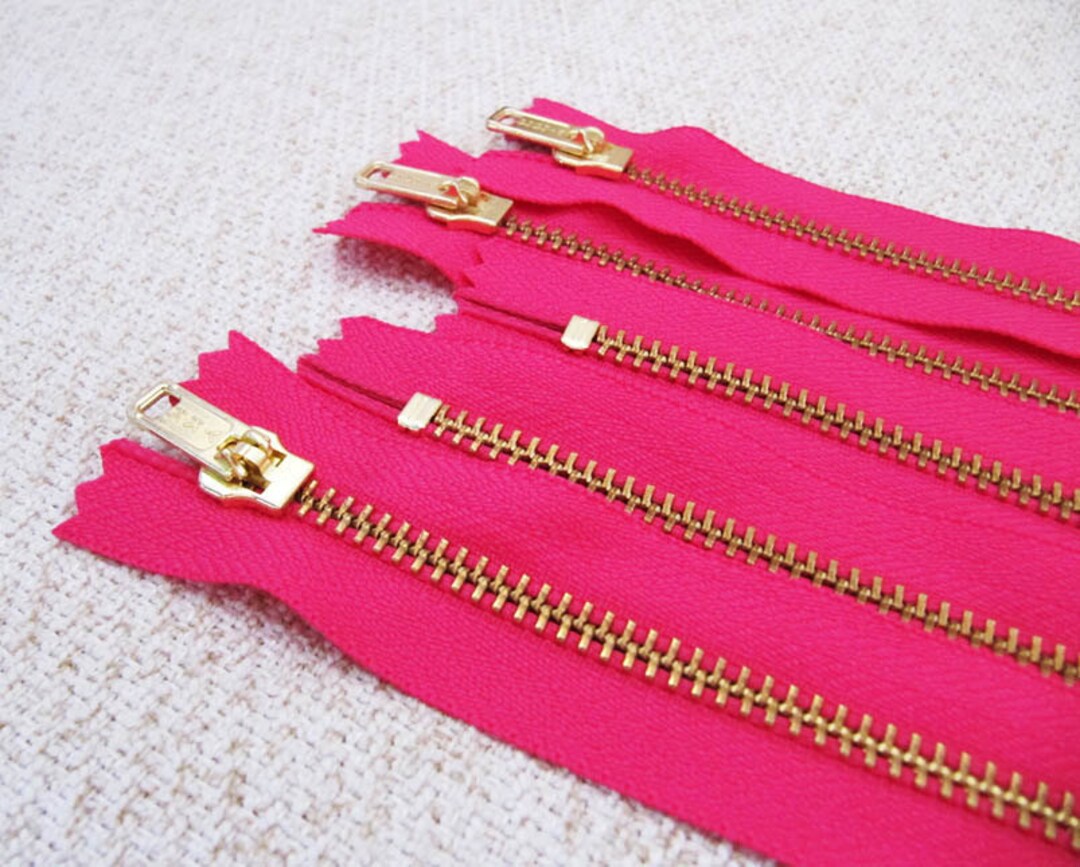 12inch Fuchsia Pink Metal Zipper Gold Teeth 5pcs Etsy