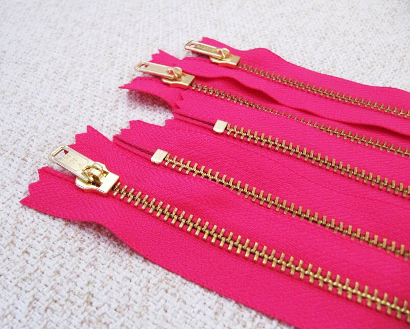 12inch Fuchsia Pink Metal Zipper Gold Teeth 5pcs Etsy