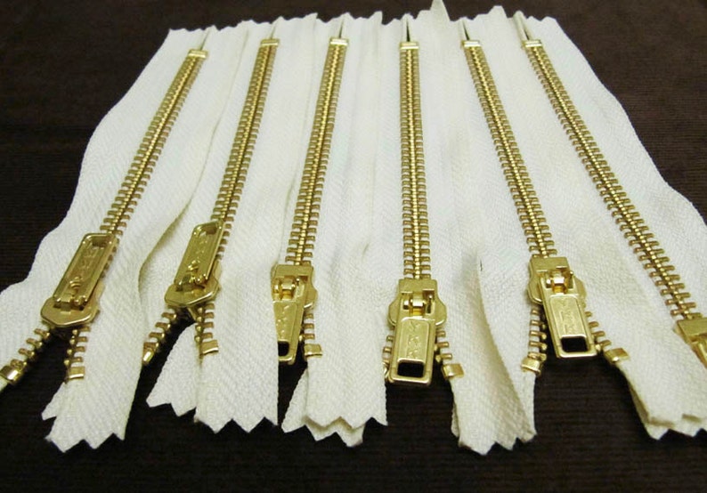 5inch Cream Metal Zipper Gold Teeth 6pcs image 2