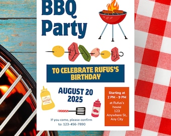 Editable BBQ Birthday Invitation | Summer Grill Party (Digital Download)