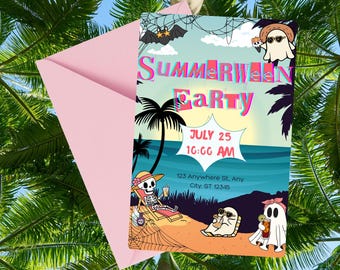 Editable Summerween Party Invitation: Spooky Summer Fun (Canva Download 5x7 inches)