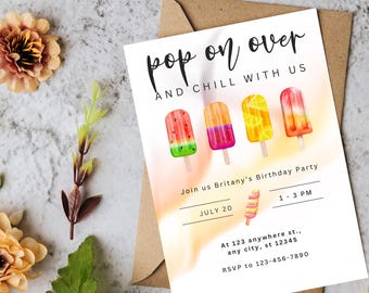 Popsicle Birthday Invitation | Editable Summer Party Template (Digital Download)