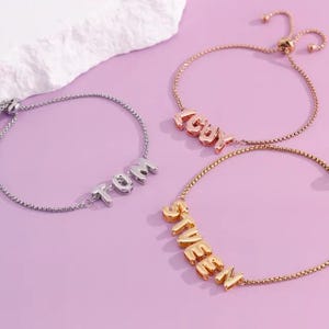 Pulsera elástica personalizada con letras - Pulsera ajustable de cordón encerado con 26 letras en inglés