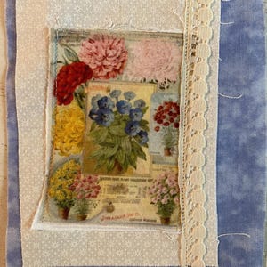 Snippet, Junk Journal, Flowers, Garden, Patch, Seed Catalog, Mixed Media, 5 by 5 Inch