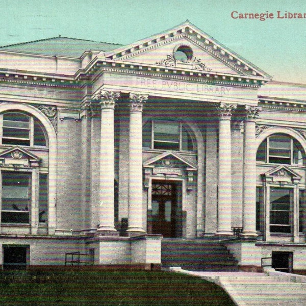 Vintage Postcard, Mansfield, Ohio, Carnegie Library, Postcard, Old Postcard, Mansfield Postcard, Ohio Library, Ohio Postcard, Antique