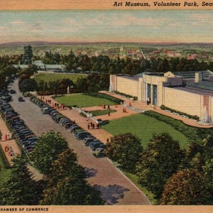 Cartão postal vintage, Seattle, Washington, Museu de Arte, Parque Voluntário, Cartão postal, Cartão postal de linho, Cartão postal de Seattle, Museu de Seattle, Seattle