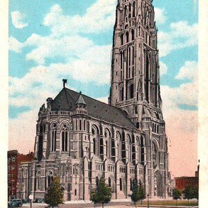 Cartão postal vintage, igreja de Riverside, Riverside Drive, 122nd Street, cartão postal, cartão postal antigo, cartão postal antigo, cartão postal da cidade de Nova York